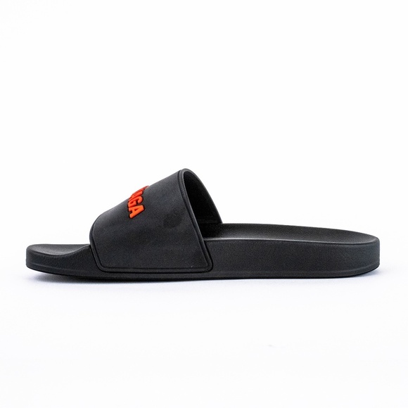 Balenciaga Black Red Pool Slide Sandals Men’s Rubber Logo - NEW - EU 44 | US 11 main image 9